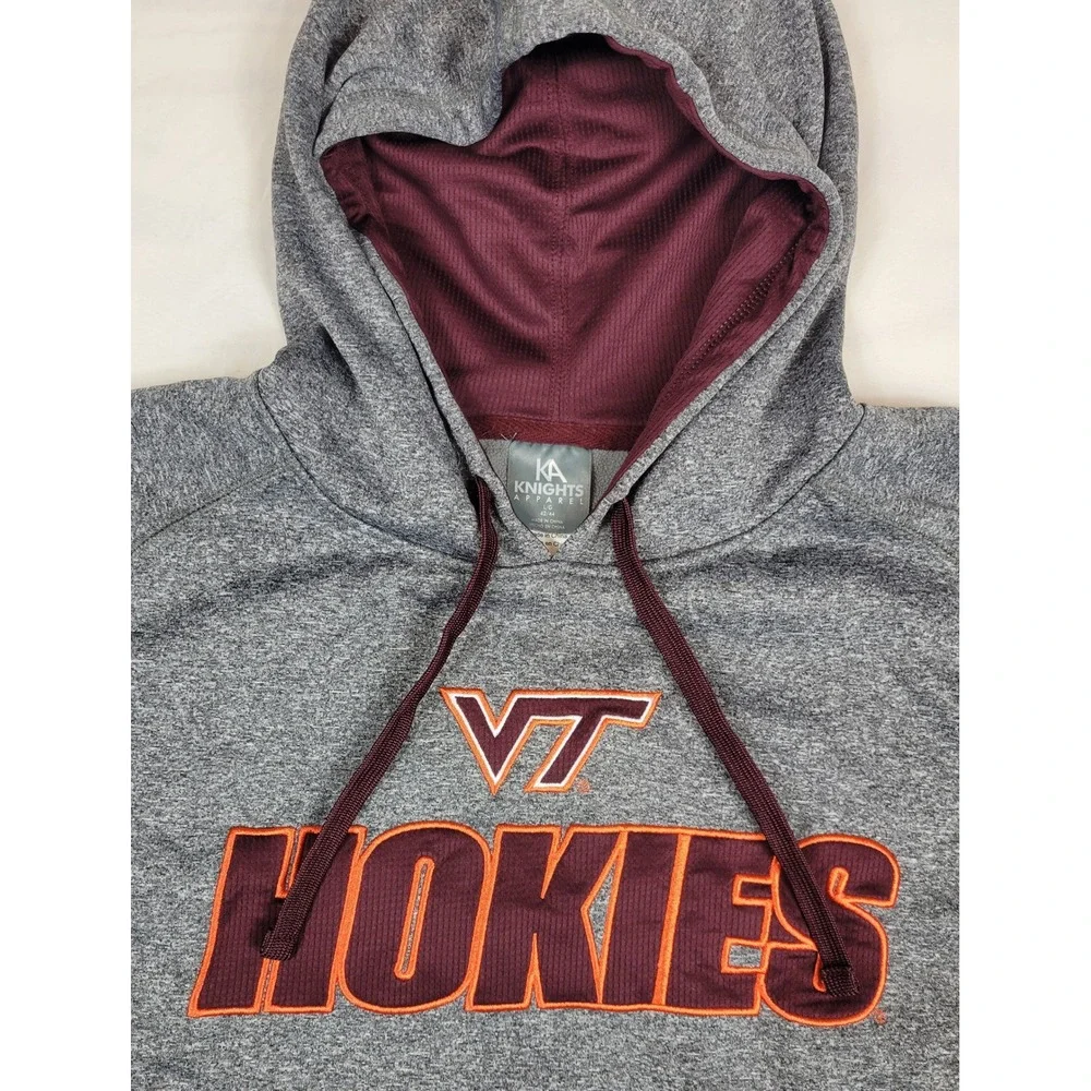 Knights Apparel Virginia Tech Hokies Hoodie Gray Heather VT Sweatshirt Mens L - Picture 4 of 8